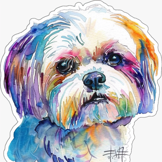 Adorable Shih Tzu Dog Expressive surreal Vinyl Decal Sticker for Car, Laptop, Tumbler and more # F018506
