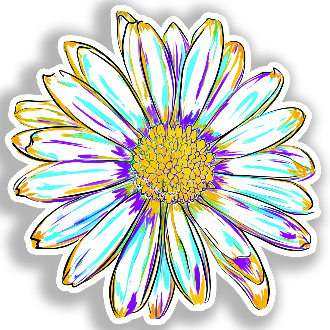 Daisy Flower Vinyl Decal Sticker for Car, Laptop, Tumbler and more # A019684-4" x 4"
