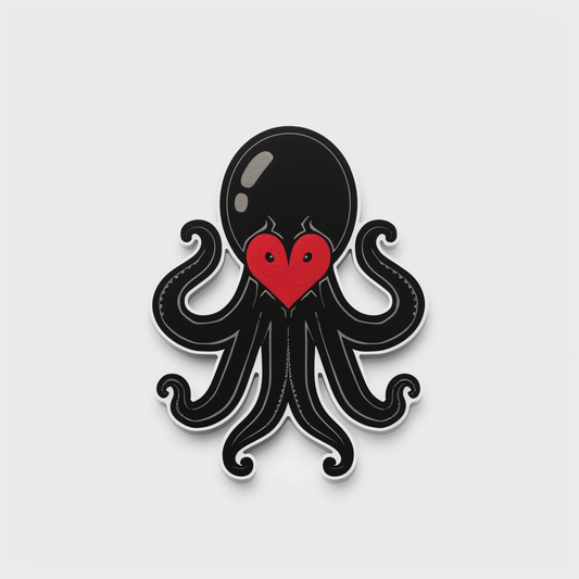 Sticker of a Octopus heartcore majestic Expressive surreal Vinyl Decal Sticker for Car, Laptop, Tumbler and more # F015730