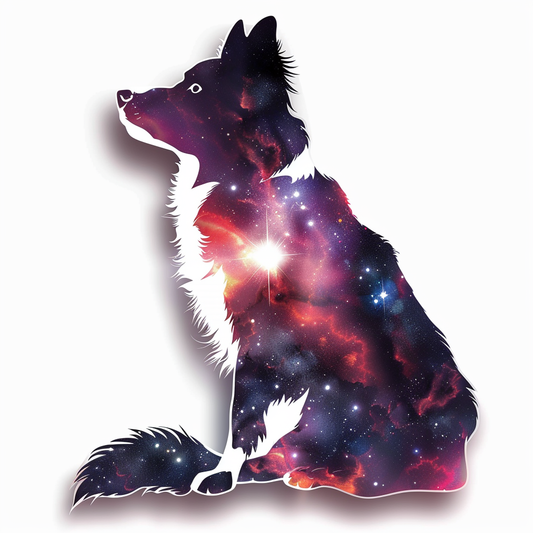 Border Collie Dog majestic Expressive surreal Vinyl Decal Sticker for Car, Laptop, Tumbler and more # F021813-4" x 4"