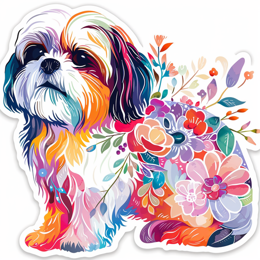 Adorable Shih Tzu Dog Expressive surreal Vinyl Decal Sticker for Car, Laptop, Tumbler and more # F018373
