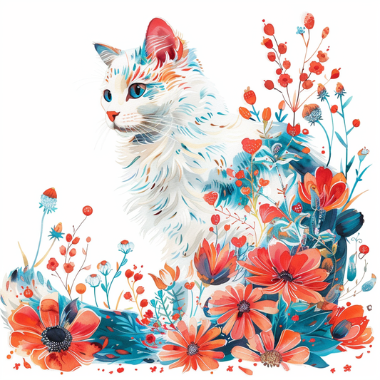 Adorable Turkish Angora Cat  Vinyl Decal Sticker for Car, Laptop, Tumbler and more # F020789-4" x 4"