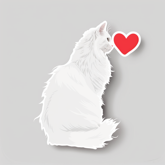 Adorable Turkish Angora Cat  Vinyl Decal Sticker for Car, Laptop, Tumbler and more # F020972-4" x 4"