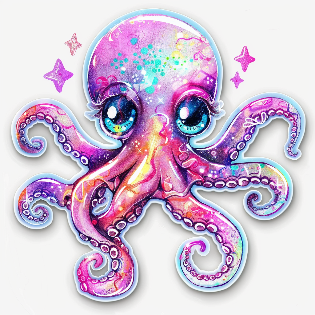 Sticker of a Octopus heartcore texture Expressive surreal Vinyl Decal Sticker for Car, Laptop, Tumbler and more # F015756