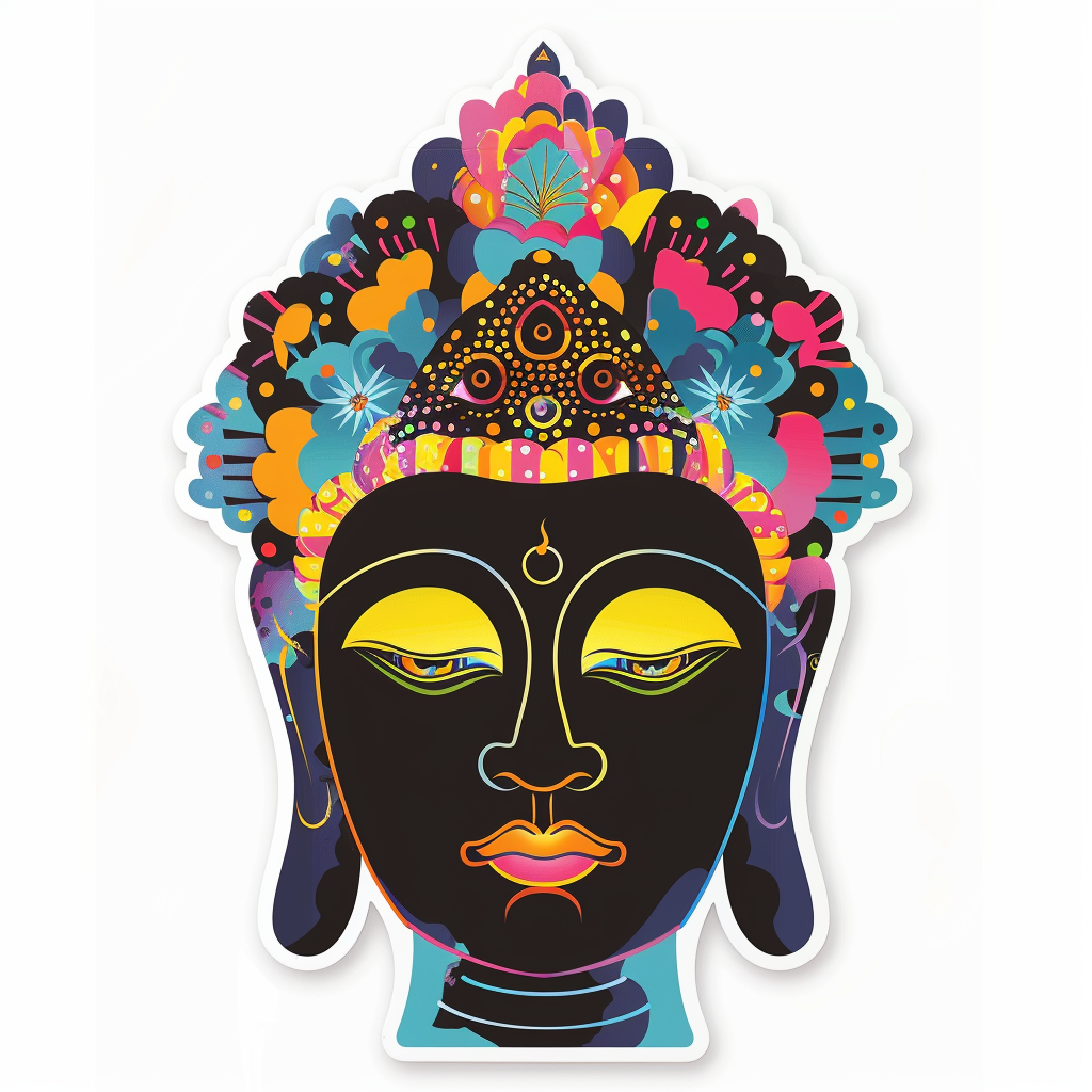 Buddha cartoon majestic Expressive surreal Vinyl Decal Sticker for Car, Laptop, Tumbler and more # F017017