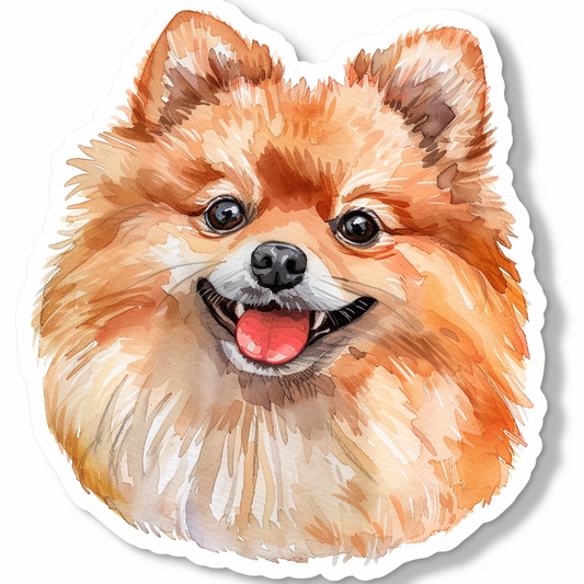 Pomeranian Dog watercolor Expressive surreal Vinyl Decal Sticker for Car, Laptop, Tumbler and more # F018005