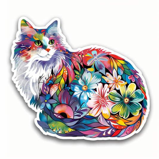 Adorable Turkish Angora Cat  Vinyl Decal Sticker for Car, Laptop, Tumbler and more # F020811-4" x 4"