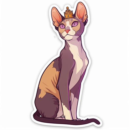 Adorable Cornish Rex Cat Expressive surreal Vinyl Decal Sticker for Car, Laptop, Tumbler and more # F021469-4" x 4"