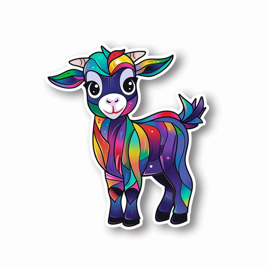 Goat majestic Expressive surreal Vinyl Decal Sticker for Car, Laptop, Tumbler and more # F020643-4" x 4"