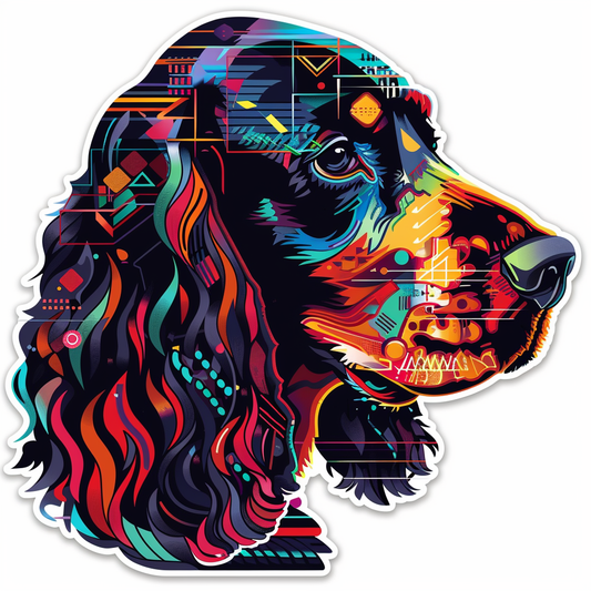 Cocker Spaniel Dog cyber punk Expressive surreal Vinyl Decal Sticker for Car, Laptop, Tumbler and more # F020256-4" x 4"