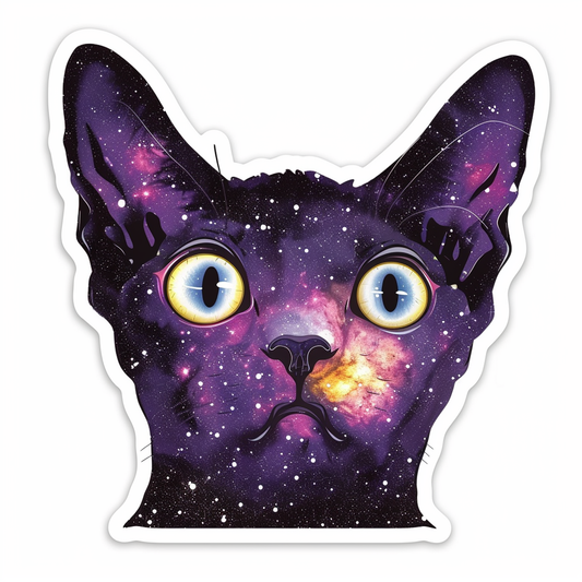 Adorable Cornish Rex Cat Expressive surreal Vinyl Decal Sticker for Car, Laptop, Tumbler and more # F021483-4" x 4"