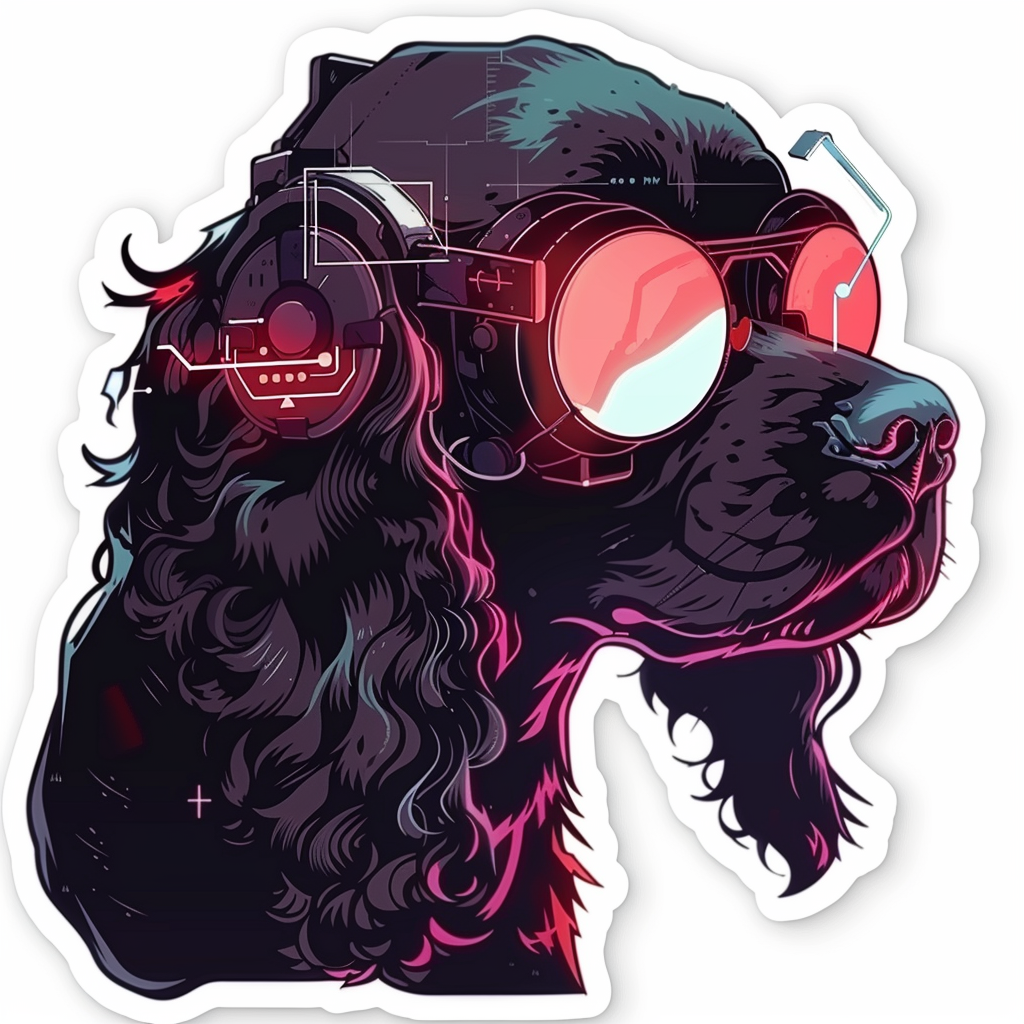 Cocker Spaniel Dog cyber punk Expressive surreal Vinyl Decal Sticker for Car, Laptop, Tumbler and more # F020304-4" x 4"