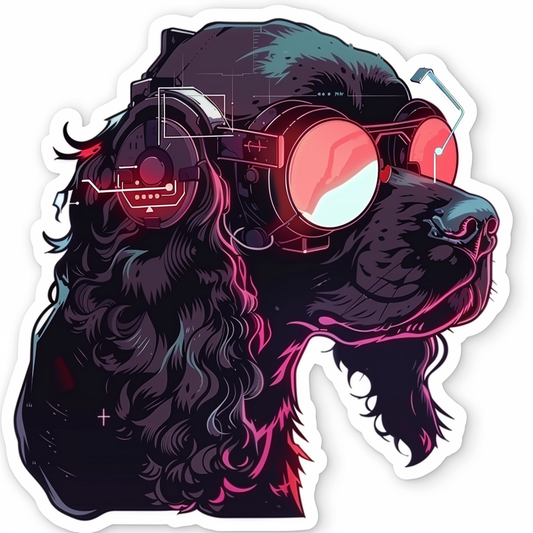 Cocker Spaniel Dog cyber punk Expressive surreal Vinyl Decal Sticker for Car, Laptop, Tumbler and more # F020304-4" x 4"