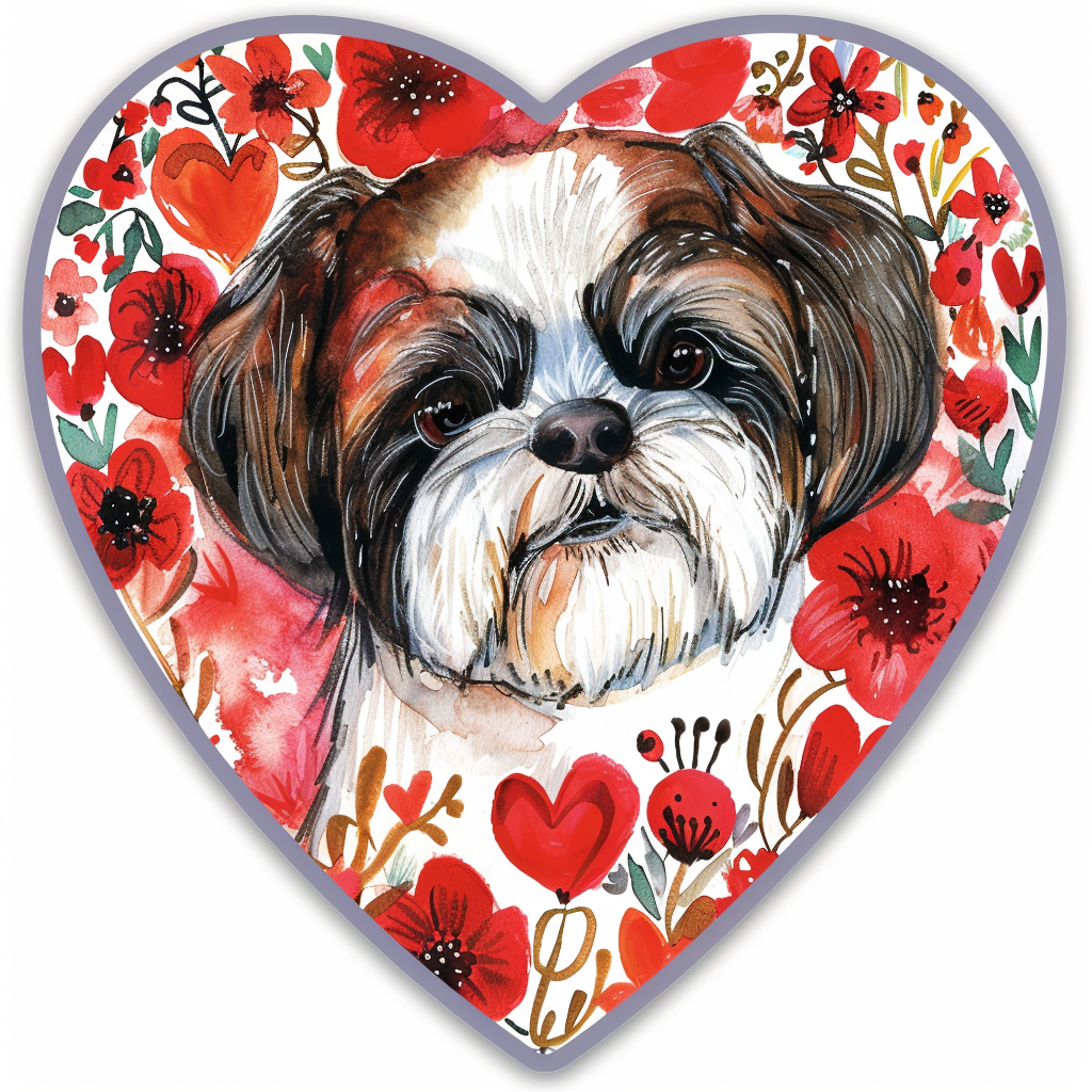 Adorable Shih Tzu Dog Expressive surreal Vinyl Decal Sticker for Car, Laptop, Tumbler and more # F018226