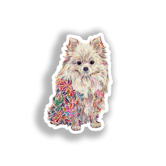 Pomeranian Dog Vinyl Decal Sticker for Car, Laptop, Tumbler and more # A017470-4" x 4"