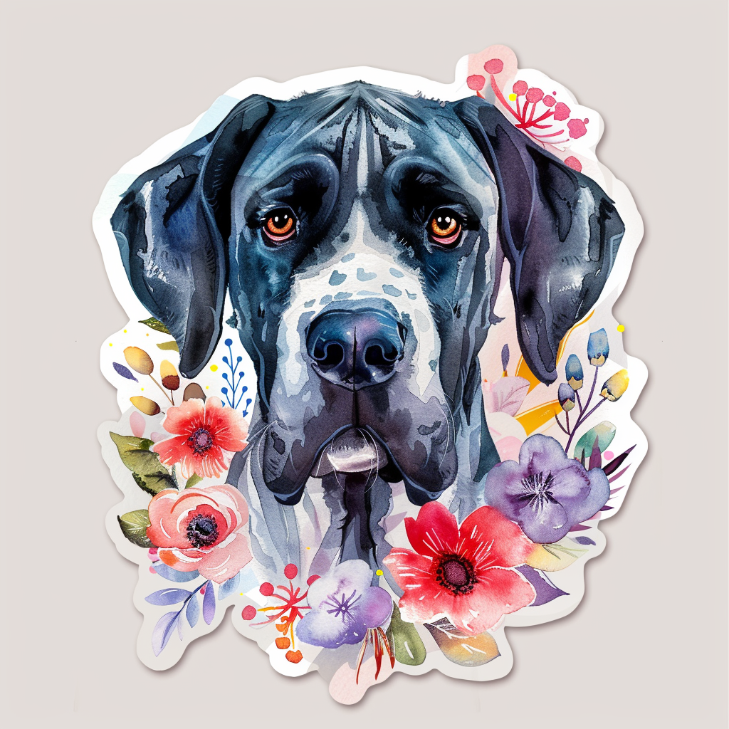 Adorable Great Dane Dog Expressive surreal Vinyl Decal Sticker for Car, Laptop, Tumbler and more # F018017