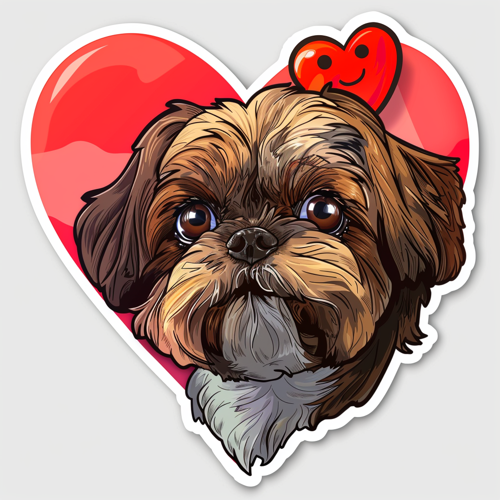 Adorable Shih Tzu Dog Expressive surreal Vinyl Decal Sticker for Car, Laptop, Tumbler and more # F018279