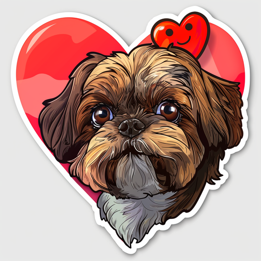 Adorable Shih Tzu Dog Expressive surreal Vinyl Decal Sticker for Car, Laptop, Tumbler and more # F018279