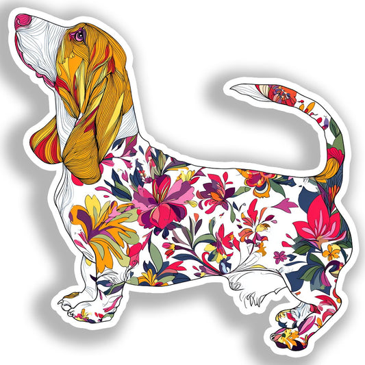Basset Hound Dog Vinyl Decal Sticker for Car, Laptop, Tumbler and more # A018673-4" x 4"