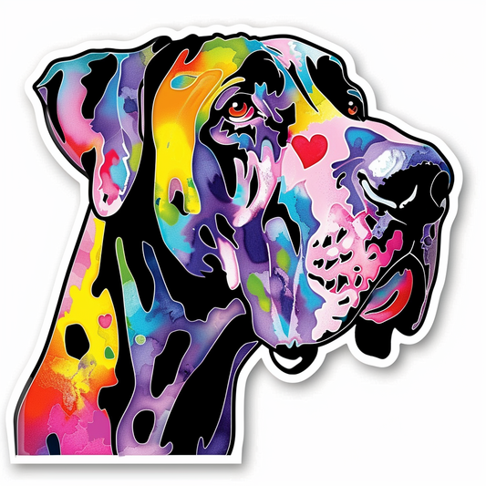 Adorable Great Dane Dog Expressive surreal Vinyl Decal Sticker for Car, Laptop, Tumbler and more # F017958