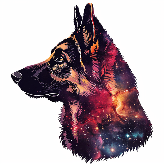 German Shepherd Dog galaxy Vinyl Decal Sticker for Car, Laptop, Tumbler and more # F011326