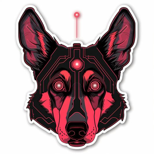 German Shepherd Dog cyber punk Vinyl Decal Sticker for Car, Laptop, Tumbler and more # F011510