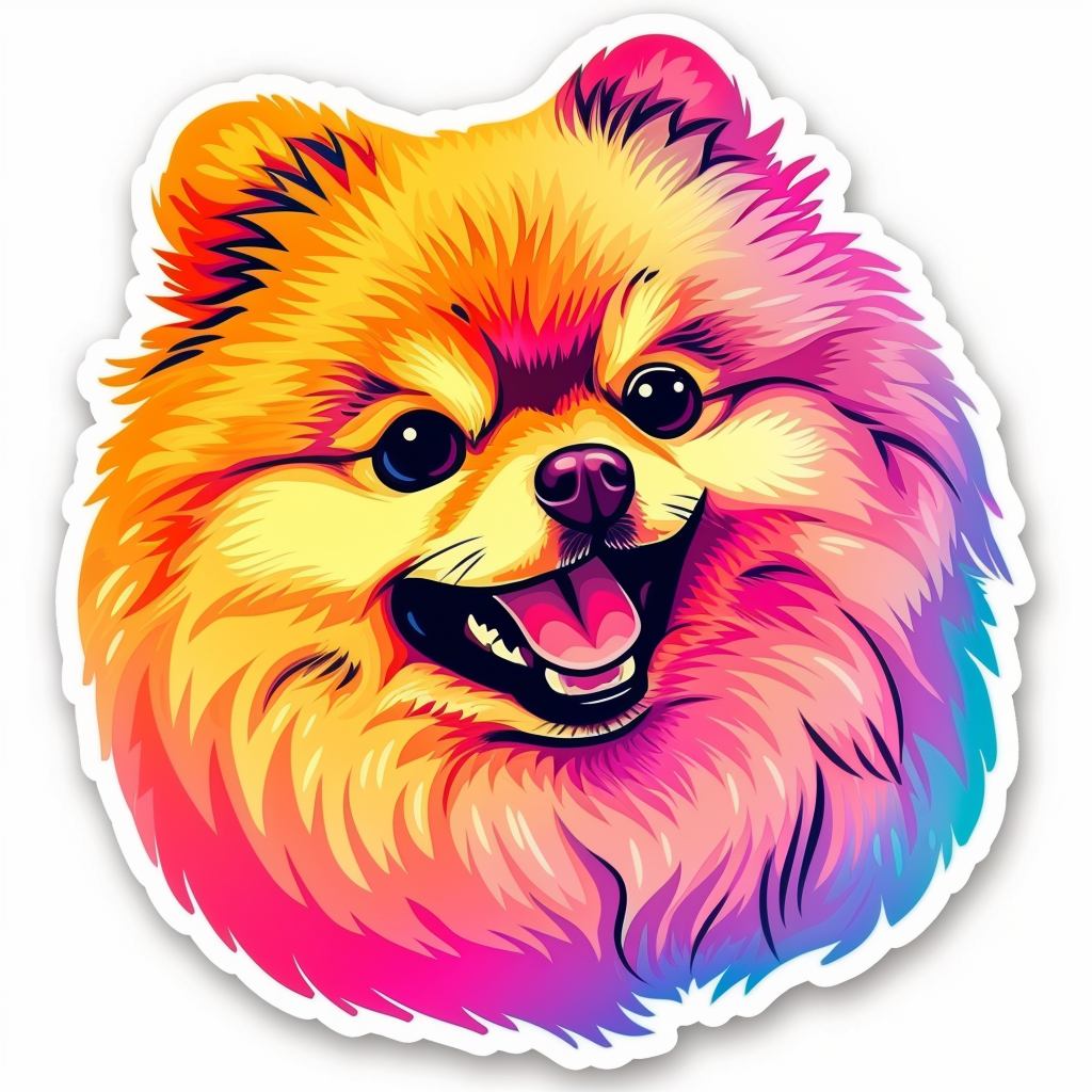 Sticker of a Pomeranian Dog majestic Expressive surreal Vinyl Decal Sticker for Car, Laptop, Tumbler and more # F013790