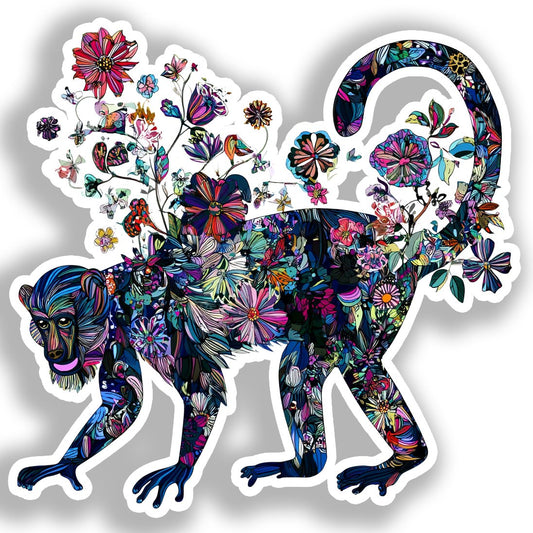 Monkey Vinyl Decal Sticker for Car, Laptop, Tumbler and more # A018437-4" x 4"