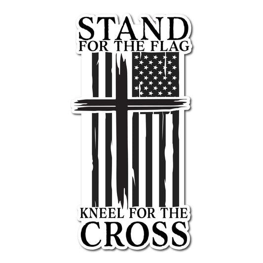 Stand with the flag kneel for the cross Vinyl Decal Sticker for Car, Laptop, Tumbler and more # A019912-4" x 2"
