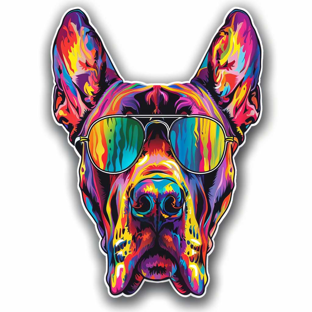 Adorable Great Dane Dog Expressive surreal Vinyl Decal Sticker for Car, Laptop, Tumbler and more # F018107