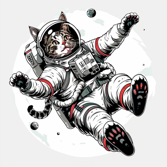 American Shorthair Cat astronaut Expressive surreal Vinyl Decal Sticker for Car, Laptop, Tumbler and more # F019780-4" x 4"