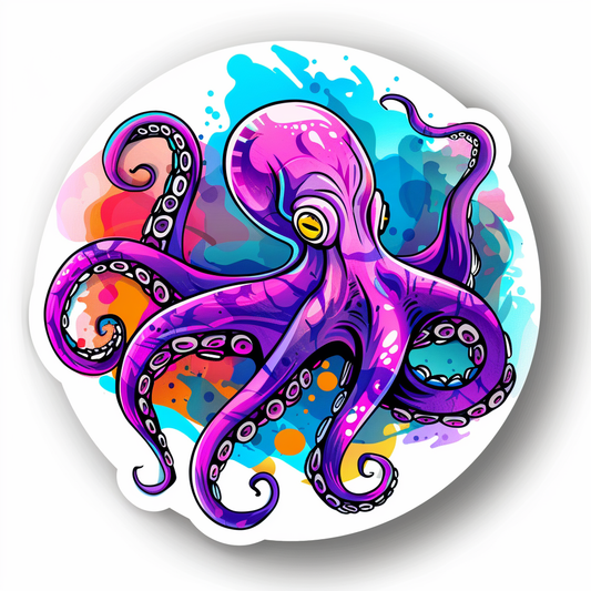 Octopus cyber punk majestic Expressive surreal Vinyl Decal Sticker for Car, Laptop, Tumbler and more # F015604