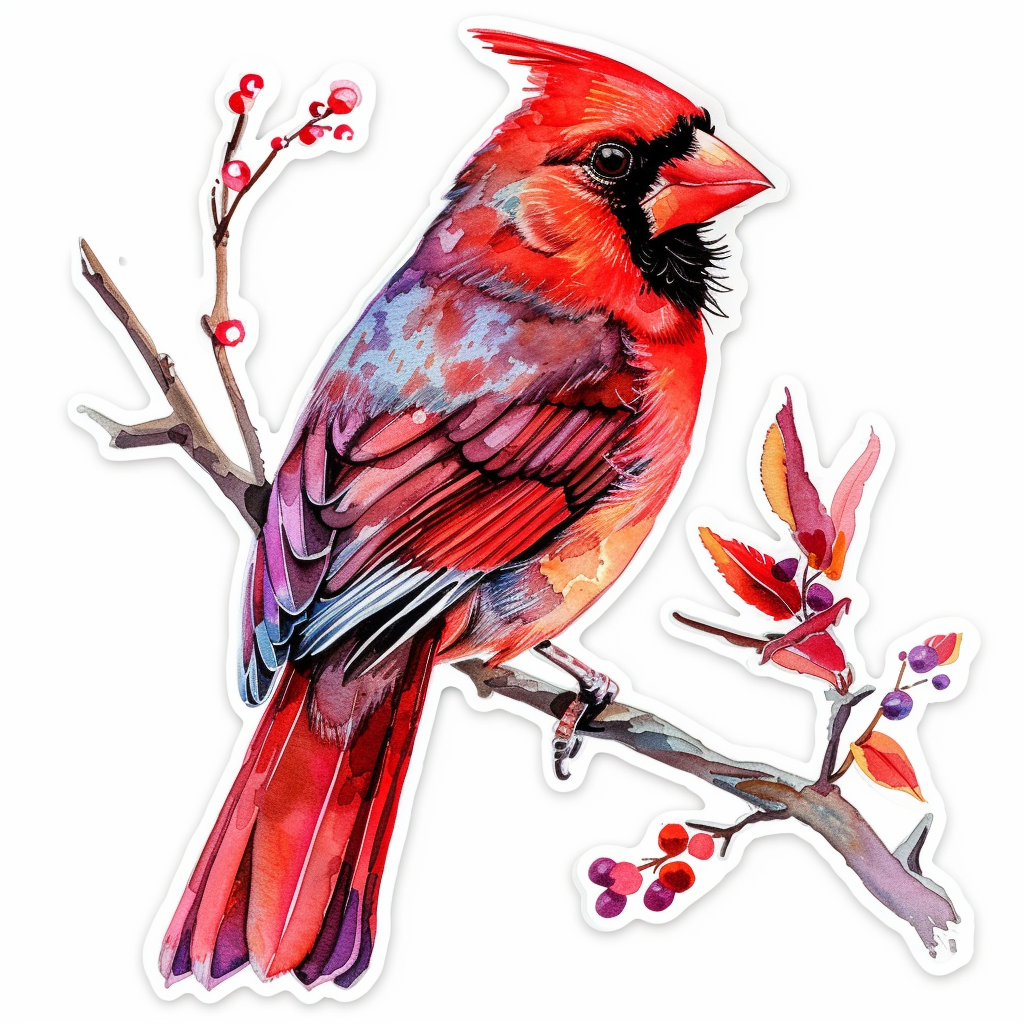 Cardinal Bird majestic Expressive surreal Vinyl Decal Sticker for Car, Laptop, Tumbler and more # F024222