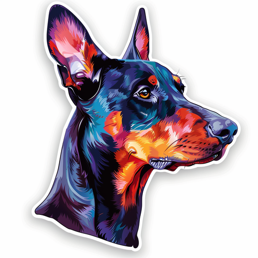 Sticker of a Doberman Pinscher Dog majestic Expressive surreal Vinyl Decal Sticker for Car, Laptop, Tumbler and more # F019228