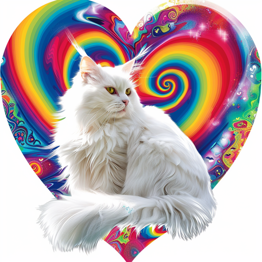 Adorable Turkish Angora Cat  Vinyl Decal Sticker for Car, Laptop, Tumbler and more # F020930-4" x 4"