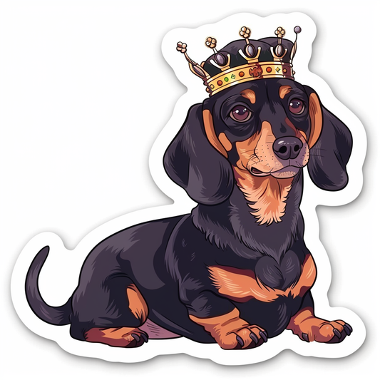 Dachshund Dog crowned Vinyl Decal Sticker for Car, Laptop, Tumbler and more # F013182