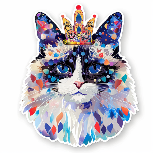 Ragdoll Cat crowned Vinyl Decal Sticker for Car, Laptop, Tumbler and more # F010250