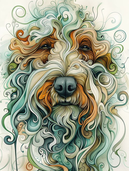 Poster of Goldendoodle dog Expressive surreal Poster # F024272
