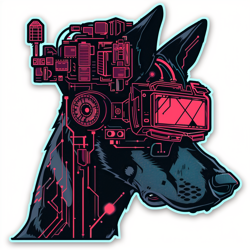 Doberman Pinscher Dog cyber punk Expressive surreal Vinyl Decal Sticker for Car, Laptop, Tumbler and more # F019426-4" x 4"