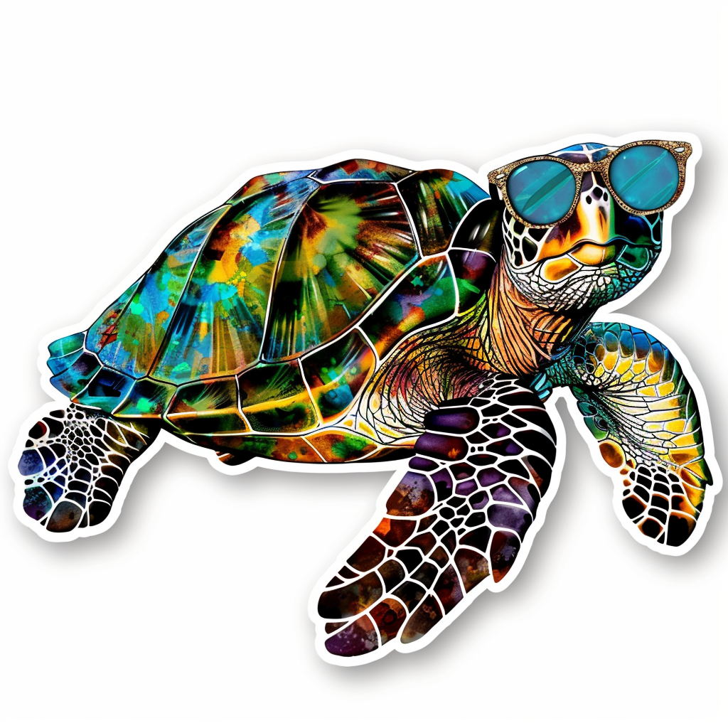 Sticker of a turtle majestic Expressive surreal Vinyl Decal Sticker for Car, Laptop, Tumbler and more # F021969