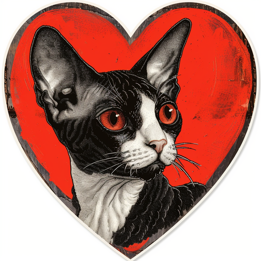 Adorable Cornish Rex Cat Expressive surreal Vinyl Decal Sticker for Car, Laptop, Tumbler and more # F021526-4" x 4"