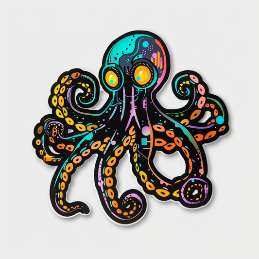 Sticker of a Octopus cyber punk majestic Expressive surreal Vinyl Decal Sticker for Car, Laptop, Tumbler and more # F015626