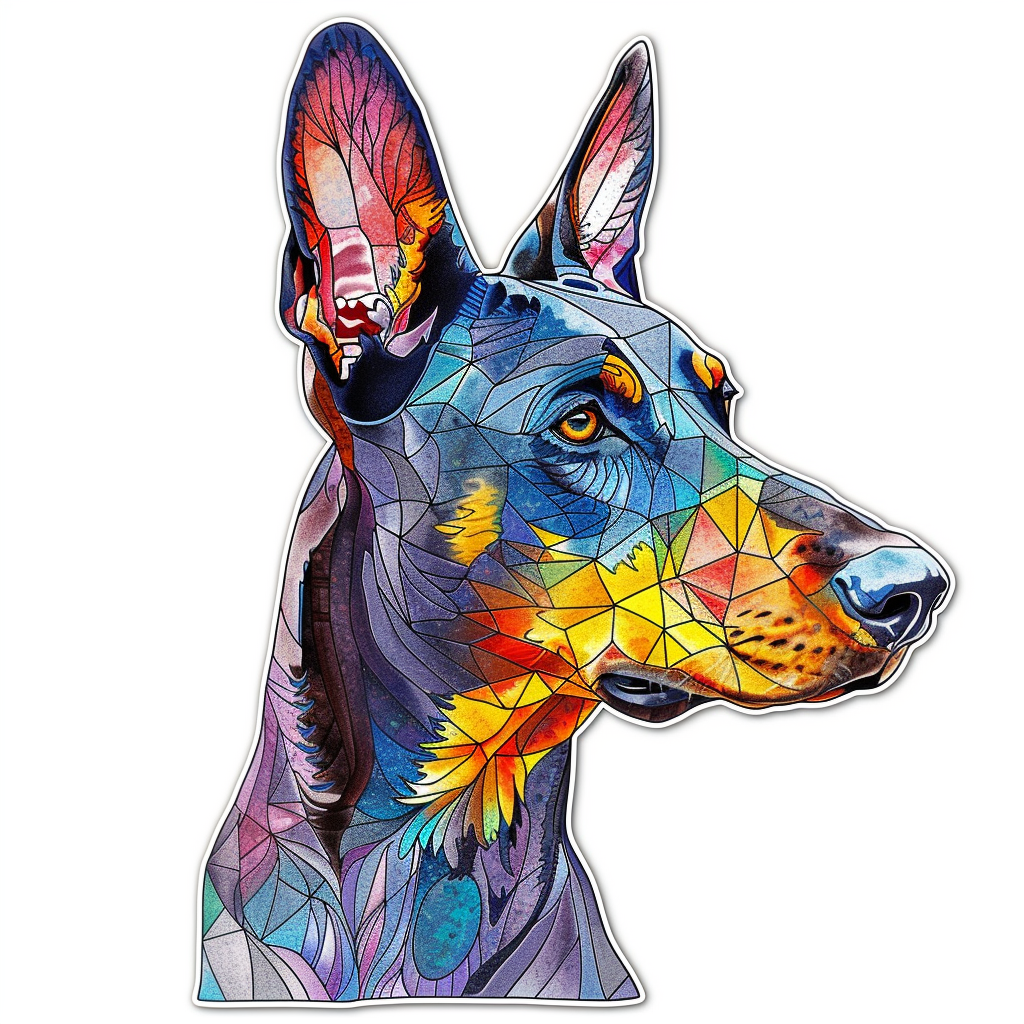 Sticker of a Doberman Pinscher Dog majestic Expressive surreal Vinyl Decal Sticker for Car, Laptop, Tumbler and more # F019216