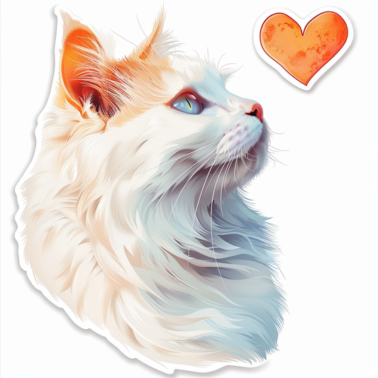 Adorable Turkish Angora Cat  Vinyl Decal Sticker for Car, Laptop, Tumbler and more # F020948-4" x 4"