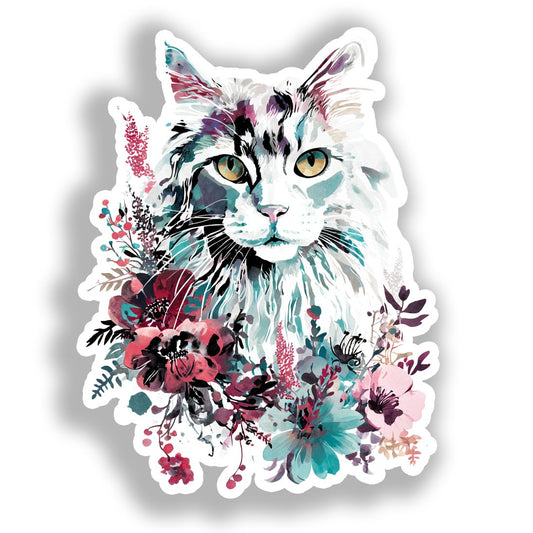Norwegian Forest Cat Vinyl Decal Sticker for Car, Laptop, Tumbler and more # A019308-4" x 4"