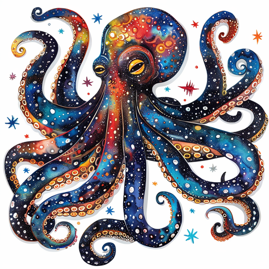 Sticker of a Octopus galaxy majestic Expressive surreal Vinyl Decal Sticker for Car, Laptop, Tumbler and more # F015632
