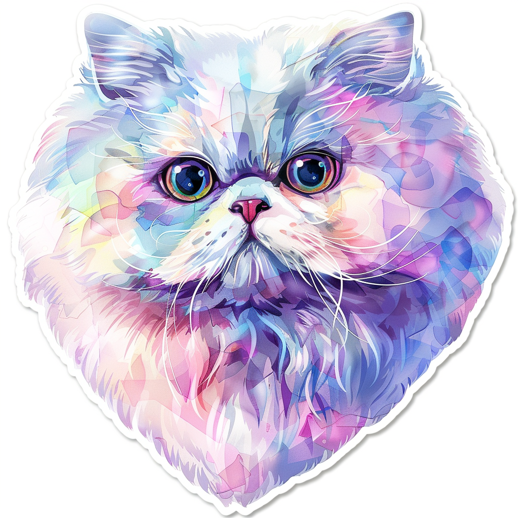 Sticker of a Persian Cat Expressive surreal Vinyl Decal Sticker for Car, Laptop, Tumbler and more # F016408