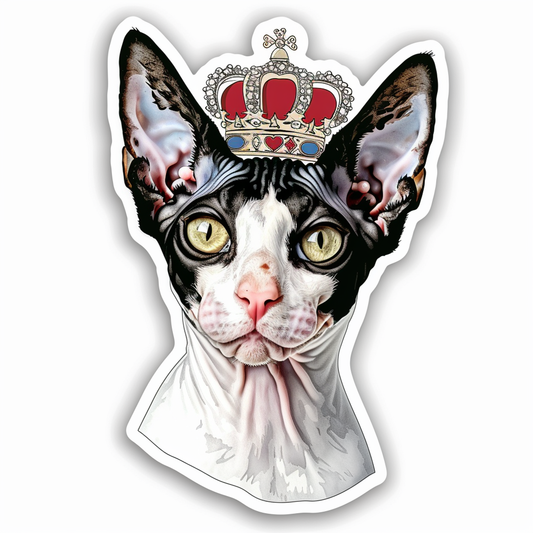 Adorable Cornish Rex Cat Expressive surreal Vinyl Decal Sticker for Car, Laptop, Tumbler and more # F021439-4" x 4"