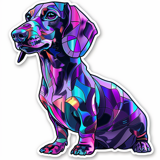 Dachshund Dog cyber punk Vinyl Decal Sticker for Car, Laptop, Tumbler and more # F012882