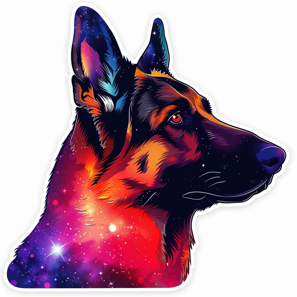 German Shepherd Dog galaxy Vinyl Decal Sticker for Car, Laptop, Tumbler and more # F011288